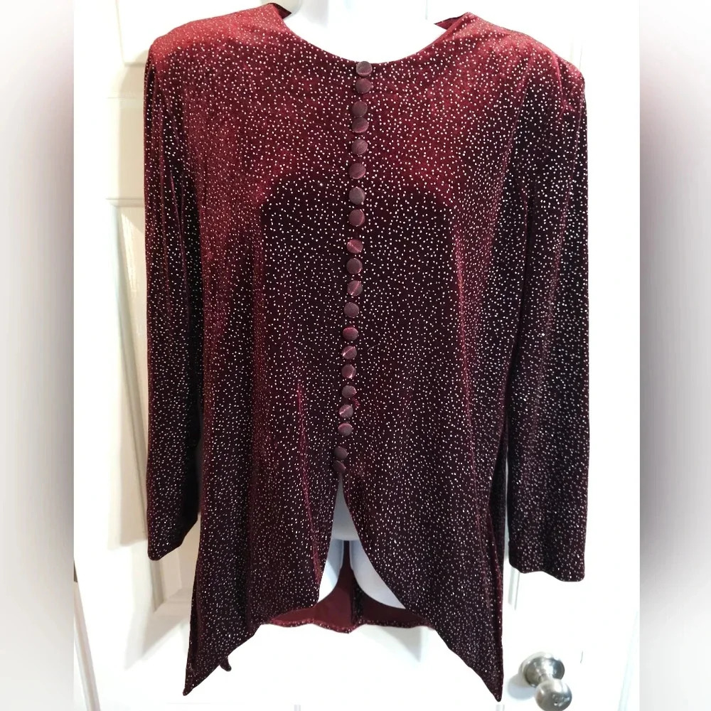 JBS LTD Womens 12 Vintage Maroon Velvet Beaded Archival Evening Jacket Holiday - Picture 2 of 6
